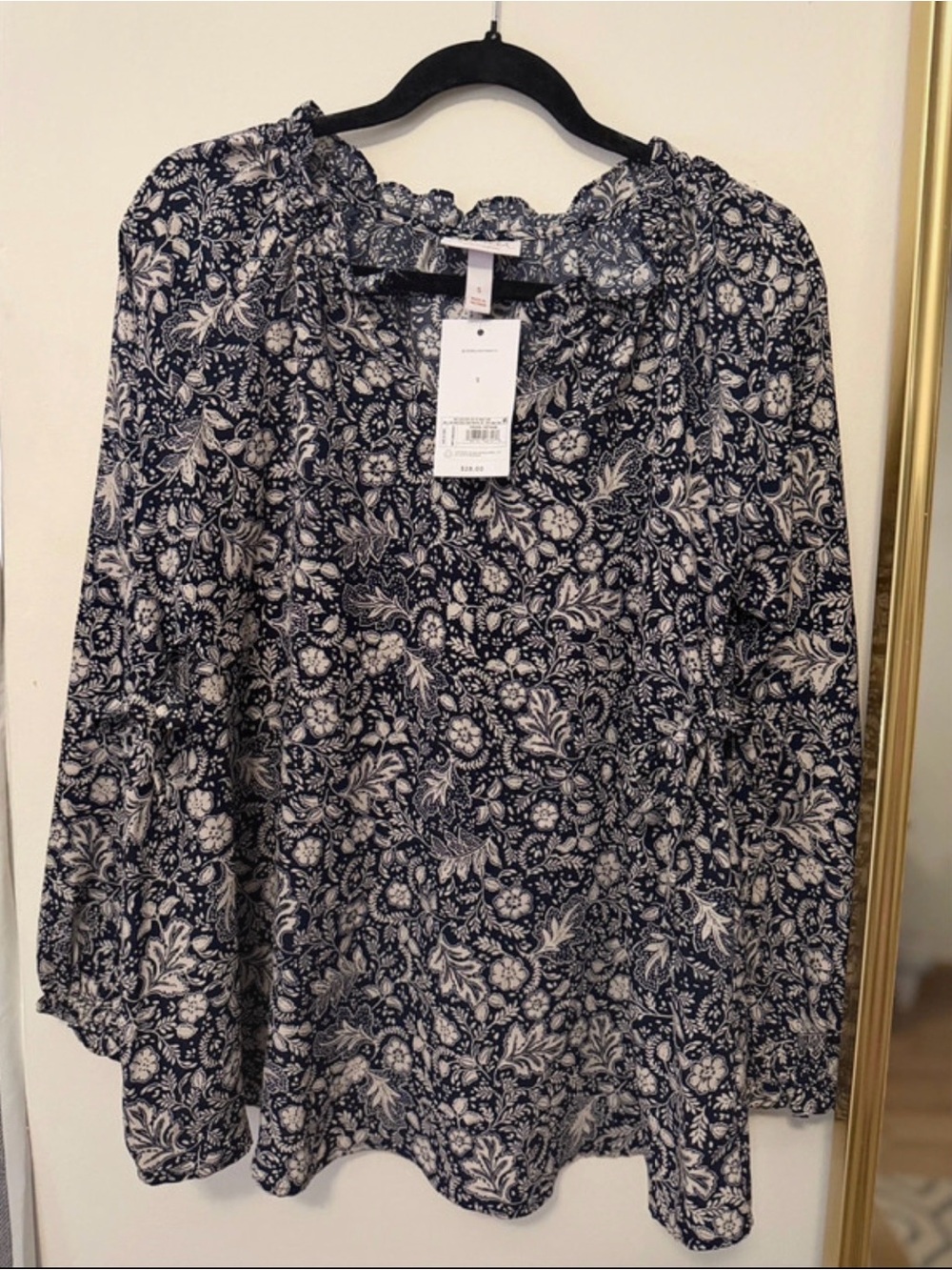 Isabel Maternity by Ingrid & Isabel Navy and White Floral Maternity Blouse